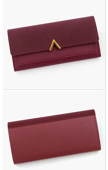 Portefeuille Femme Long Cuir PU Perles - Porte-Monnaie Carte Clutch Mini Fermoir Rouge