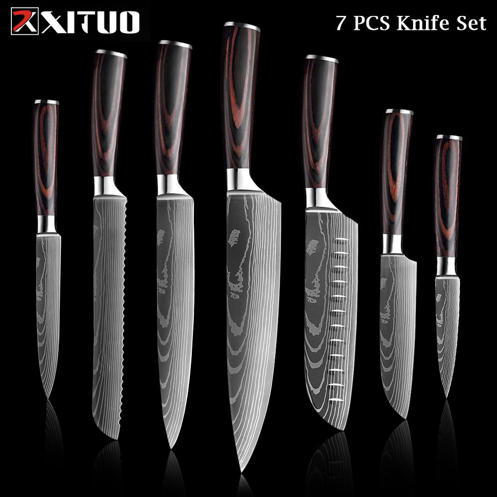 Couteaux de Chef Professionnels 1-10 Pièces - Set Cuisine Acier Inoxydable