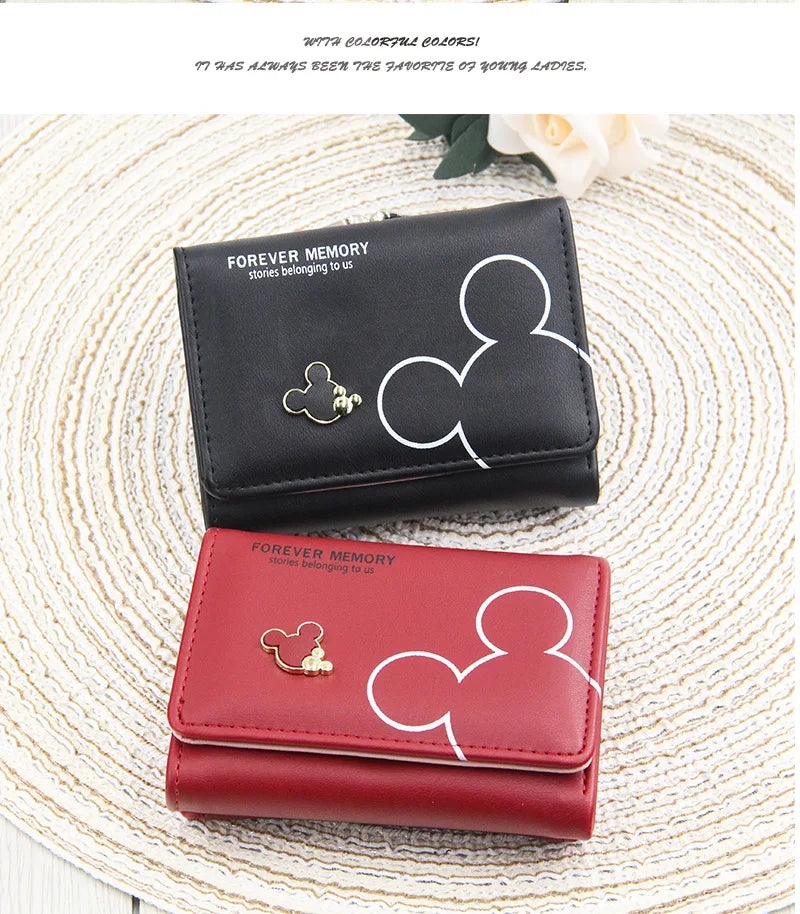 Portefeuille Femme Court Triple Pli Cartoon - Porte-Monnaie Étudiant Lettres Imprimées Rose