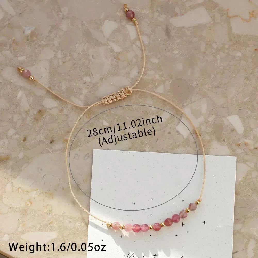 Bracelet Pierres Naturelles Ajustable – Perles 3mm Améthyste Grenat