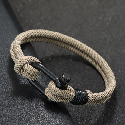 Bracelet en Corde Tressée Double Couche Fait Main - Style Milan 4mm pour Homme