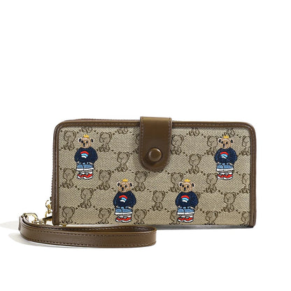 Portefeuille Femme Long Zippé Grande Capacité - Porte-Monnaie Bifold avec Dragonne Porte-Carte Designer Luxe