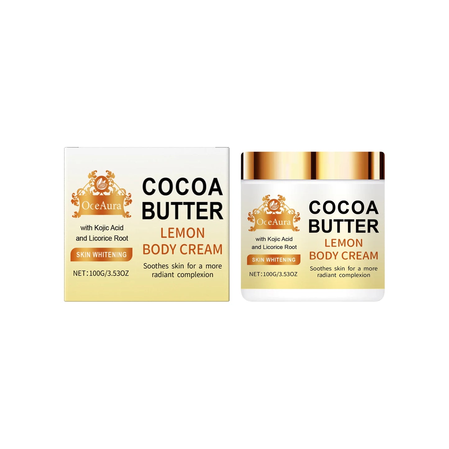 Crème Visage Citron Beurre de Cacao - Hydratante Réparatrice Nourrissante Éclaircissante Soin Beauté