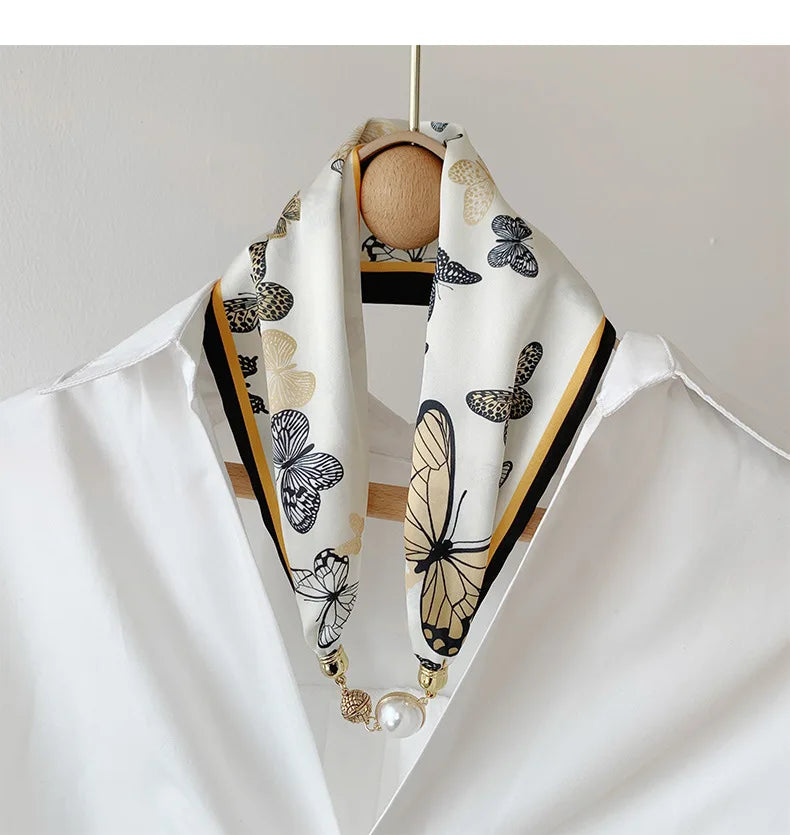 Women's Square Scarf with Magnetic Buckle - Versatile Summer Luxury Scarf/Necklace