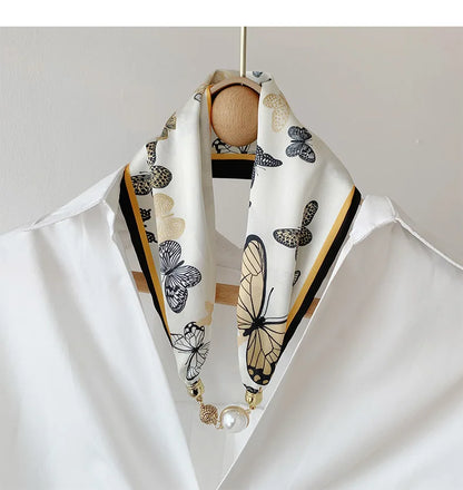 Women's Square Scarf with Magnetic Buckle - Versatile Summer Luxury Scarf/Necklace