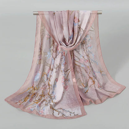 Foulard Soie Mousseline Luxe Femme - Écharpe Tête Plage Bandana Hijab Été