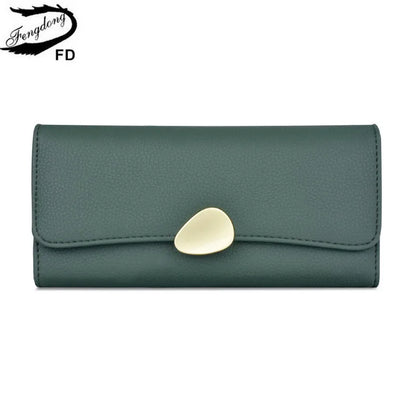 Portefeuille Femme Long Cuir Simple Fashion - Porte-Carte Crédit Porte-Chéquier Rouge Kaki Élégant