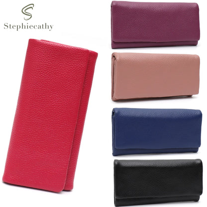 Portefeuille Femme Bifold Cuir Véritable - Multi-Cartes avec Compartiment Téléphone