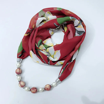 Foulard Collier Mousseline Multicolore Femme - Bijou Statement Neckerchief Bohème Hijab