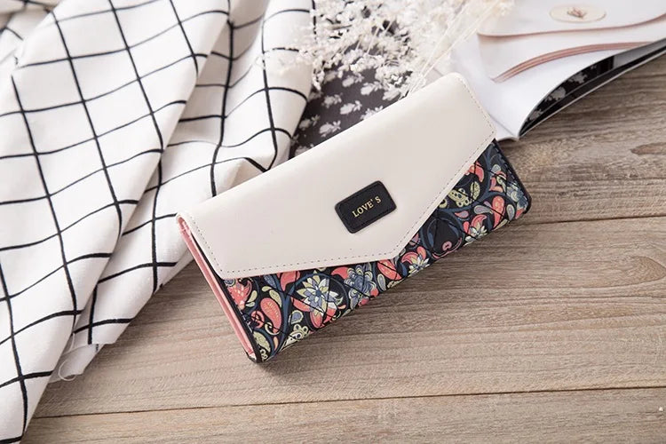 Portefeuille Pochette Femme Enveloppe Grande Capacité - Porte-Monnaie Long Cuir PU Bouton Clutch Élégant