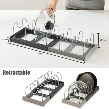 Organisateur Extensible pour Casseroles et Poêles - Rangement Ajustable en Acier Inoxydable