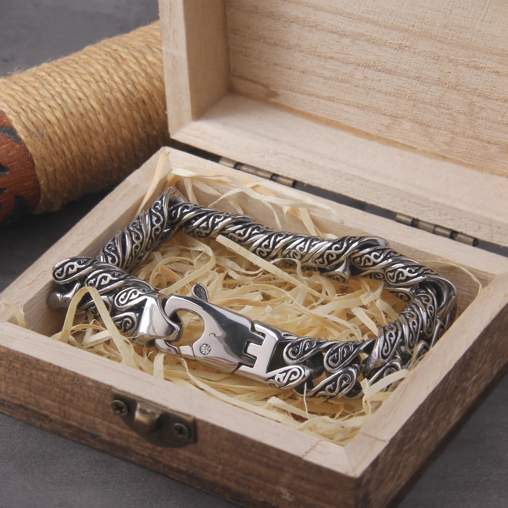 Bracelet Gourmette Acier Inoxydable Homme – Chaîne 12mm Style Viking Vintage