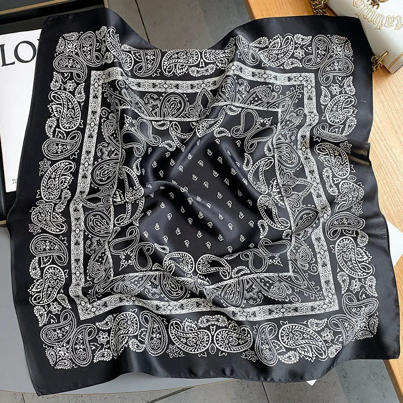 Foulard Carré Soie Naturelle 100% 65cm Femme - Bandana Headscarf Neckerchief Châle Luxe
