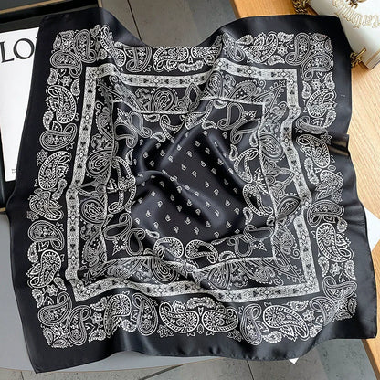 Foulard Carré Soie Naturelle 100% 65cm Femme - Bandana Headscarf Neckerchief Châle Luxe