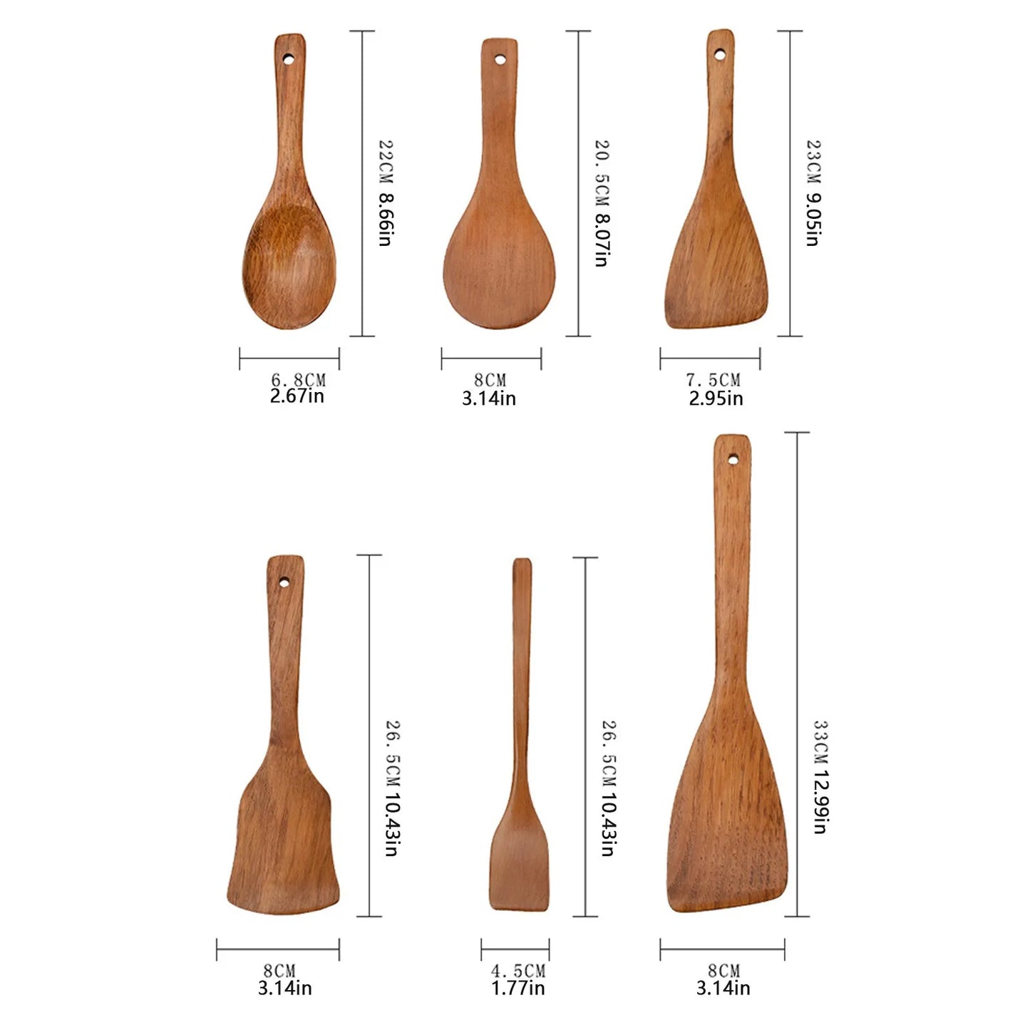 Ustensiles de Cuisine en Bois Naturel - Cuillères et Spatules Écologiques