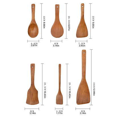 Ustensiles de Cuisine en Bois Naturel - Cuillères et Spatules Écologiques