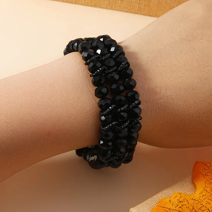 Bracelet Bohème Perles Noires Verre – Artisanal Aluminium Unisexe