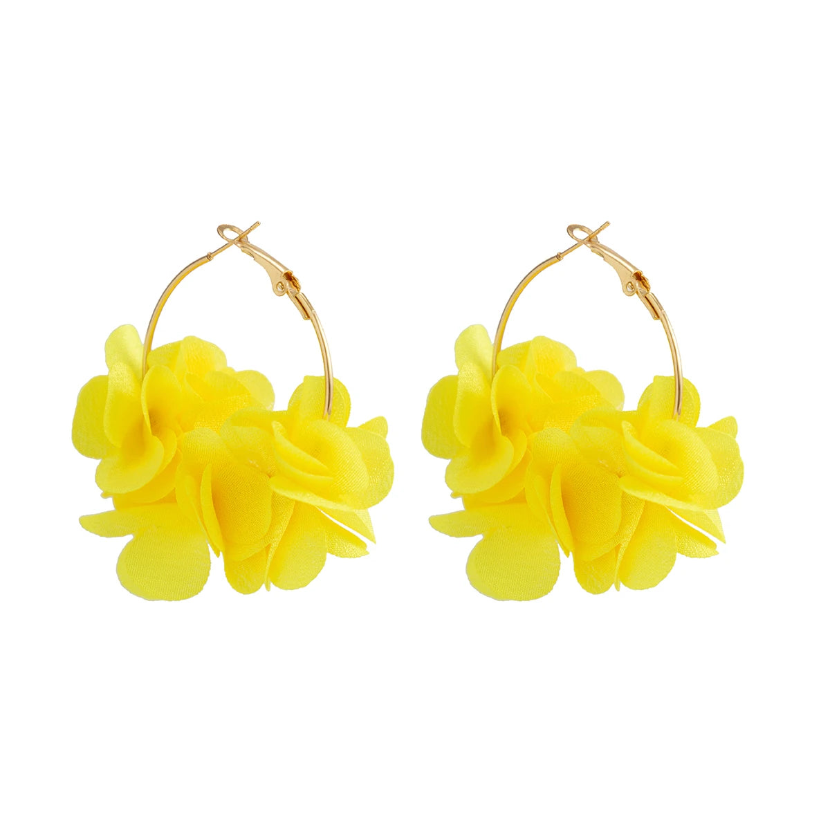 Boucles d'Oreilles Créoles Rose Tissu Pendentif Bohème – Kpop Colorées Y2K Soirées Femme