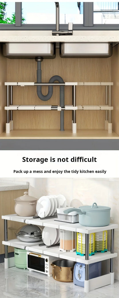 Organisateur Extensible Sous Évier - Rangement Ajustable Multi-Niveaux
