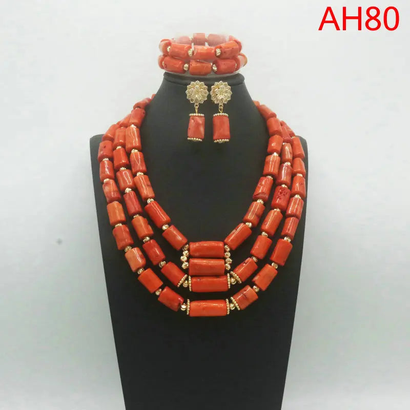 Parure Corail Véritable Nigérian – Ensemble Mariage Africain Luxe