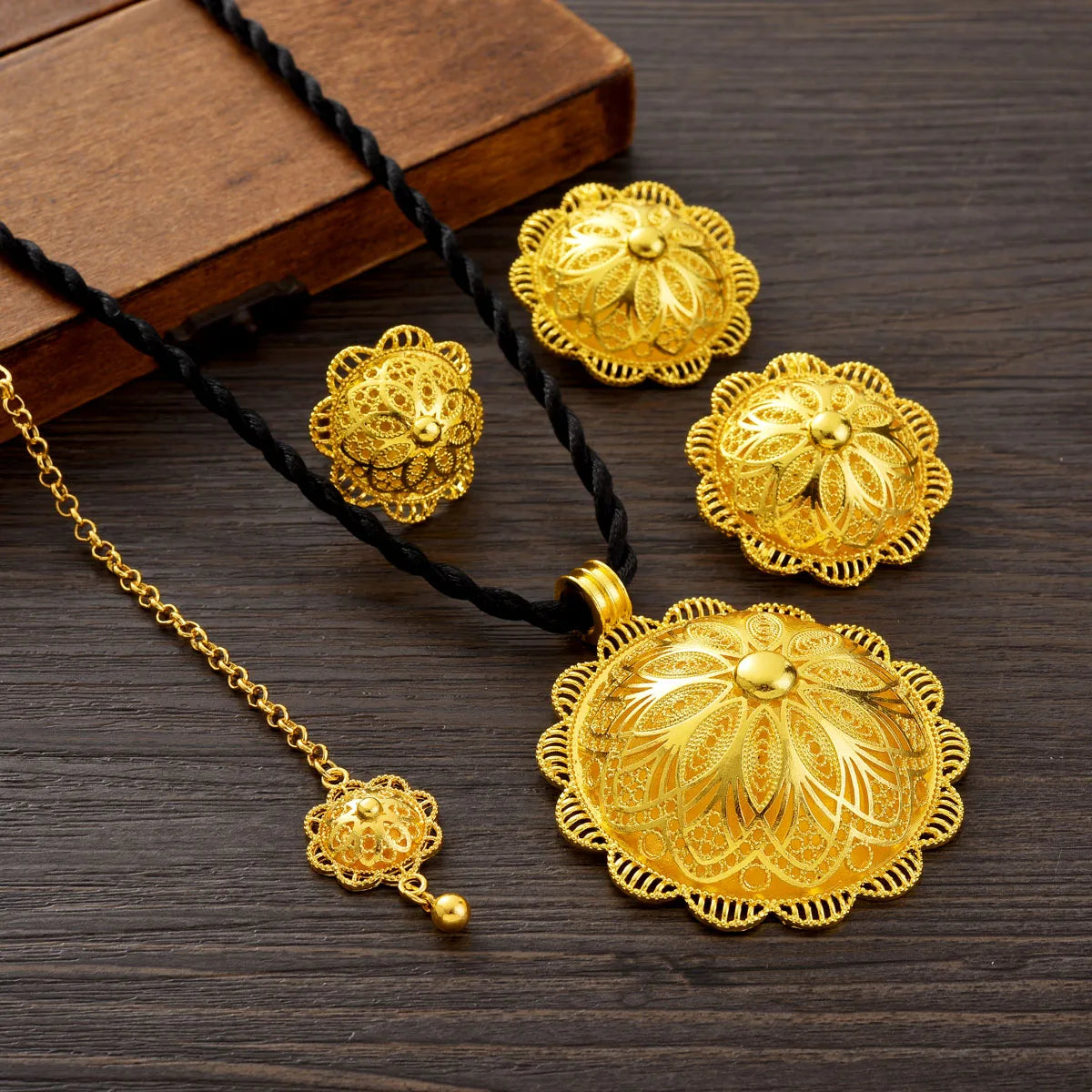 Parure Bijoux Dubai Africaine Mariée – Collier Bague Boucles Chaîne Tête