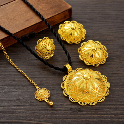 Parure Bijoux Dubai Africaine Mariée – Collier Bague Boucles Chaîne Tête