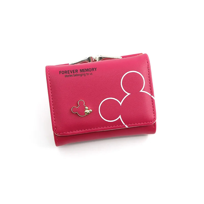Portefeuille Femme Court Triple Pli Cartoon - Porte-Monnaie Étudiant Lettres Imprimées Rose