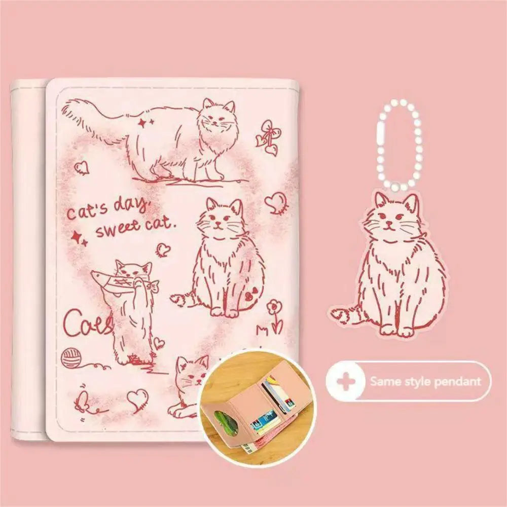Portefeuille Femme Cuir Chat Graffiti - Porte-Monnaie Grande Capacité Portable