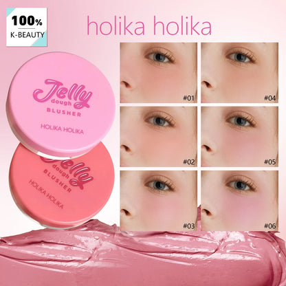 Blush Holika Holika Jelly Dough Apricot - Gel Texture Hydratant Non-Collant Fini Naturel K-Beauty