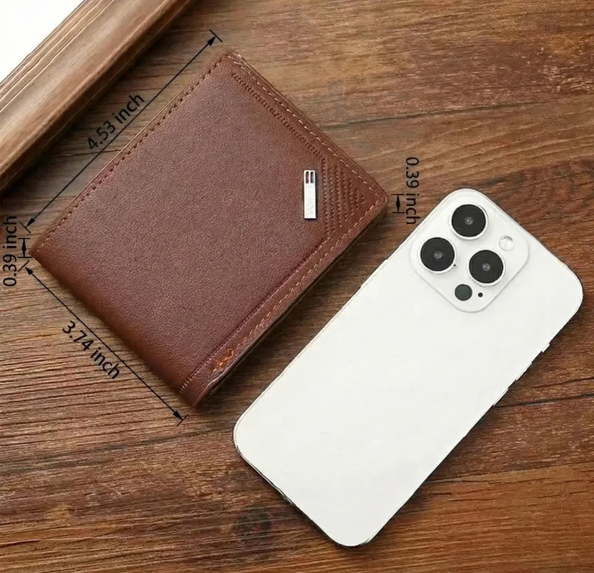 Portefeuille Homme Cuir Court Minimaliste - Wallet Pliable Fin Compact Coffee