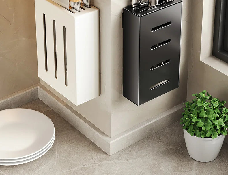 Porte-Couteaux Mural de Cuisine - Rangement Sans Perçage en Acier au Carbone