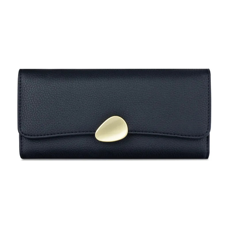Portefeuille Femme Long Cuir Simple Fashion - Porte-Carte Crédit Porte-Chéquier Rouge Kaki Élégant