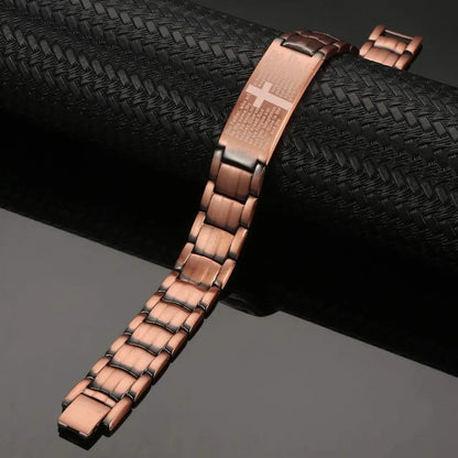 Bracelet Cuivre Pur Croix Magnétique Ultra-Puissant Homme – Ajustable Cadeau Noël