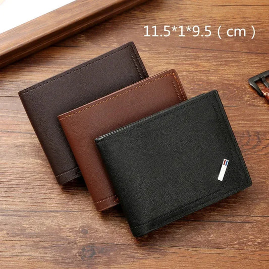Minimalist Short Leather Men's Wallet - Slim Compact Foldable Wallet Coffee