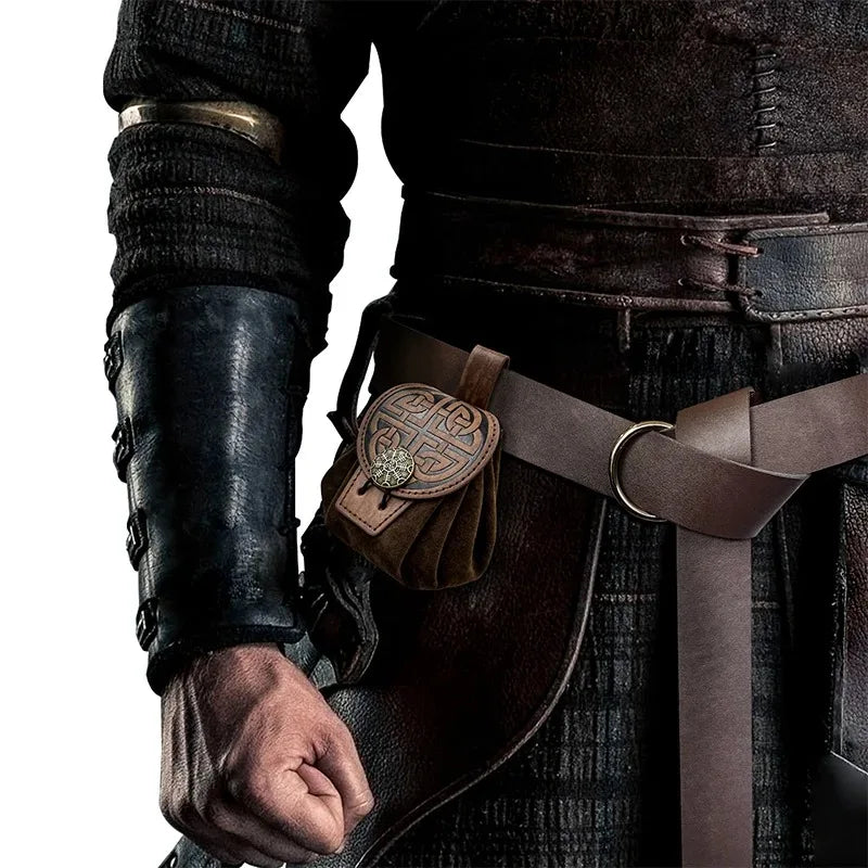 Sacoche Banane Steampunk Homme Cuir PU - Sac Ceinture Médiéval Punk Porte-Monnaie Cosplay Vintage