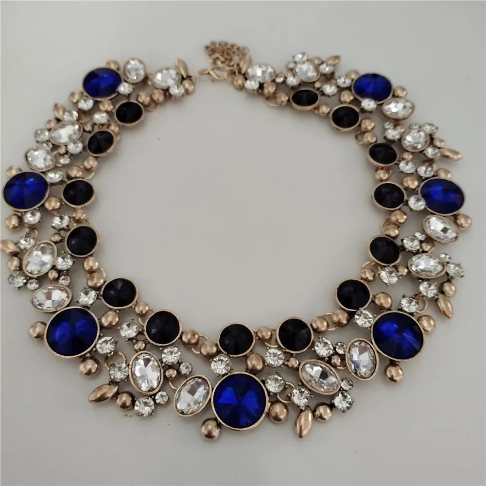 Ensemble Collier Ras-du-Cou Indien Vintage Perles Cristaux + Boucles d'Oreilles – Bohème Ethnique Femme