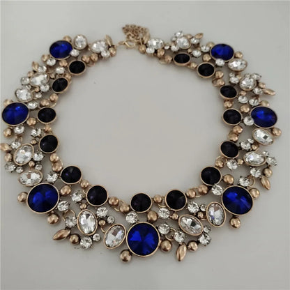 Ensemble Collier Ras-du-Cou Indien Vintage Perles Cristaux + Boucles d'Oreilles – Bohème Ethnique Femme