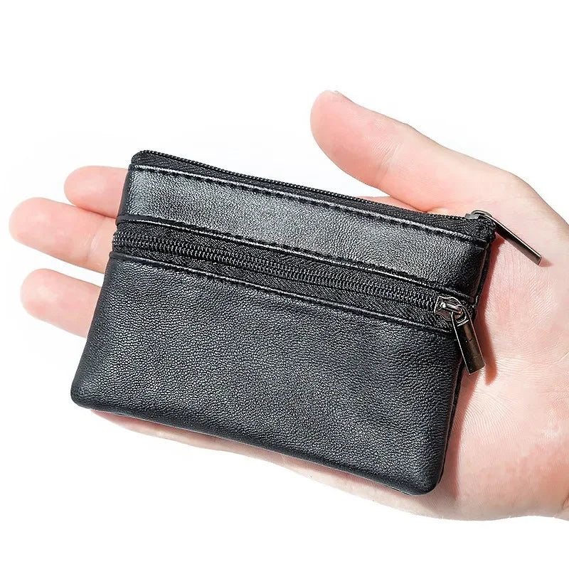 Porte-Monnaie Cuir Zipper Homme Femme - Mini Wallet Porte-Clés Compact