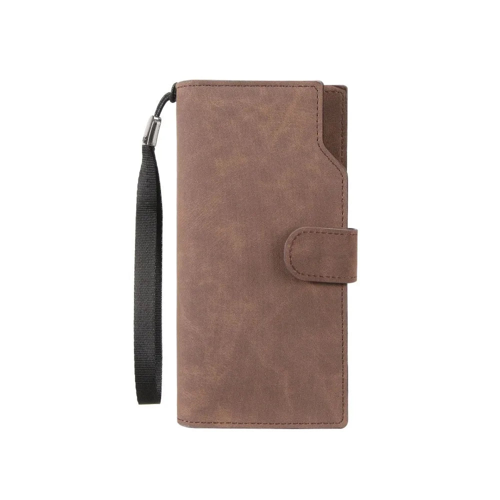 Portefeuille Long Homme Femme Cuir PU Grande Capacité - Business Clutch Téléphone Fermoir Bleu