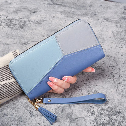 Portefeuille Femme Cuir Long Zippé - Grande Capacité Multifonction avec Compartiment Téléphone