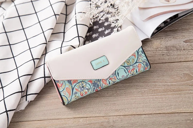 Portefeuille Pochette Femme Enveloppe Grande Capacité - Porte-Monnaie Long Cuir PU Bouton Clutch Élégant
