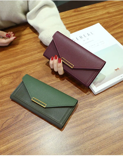 Portefeuille Femme Cuir Long Fashion Hasp - Clutch Wallet Cartera Mujeres avec Poche Téléphone