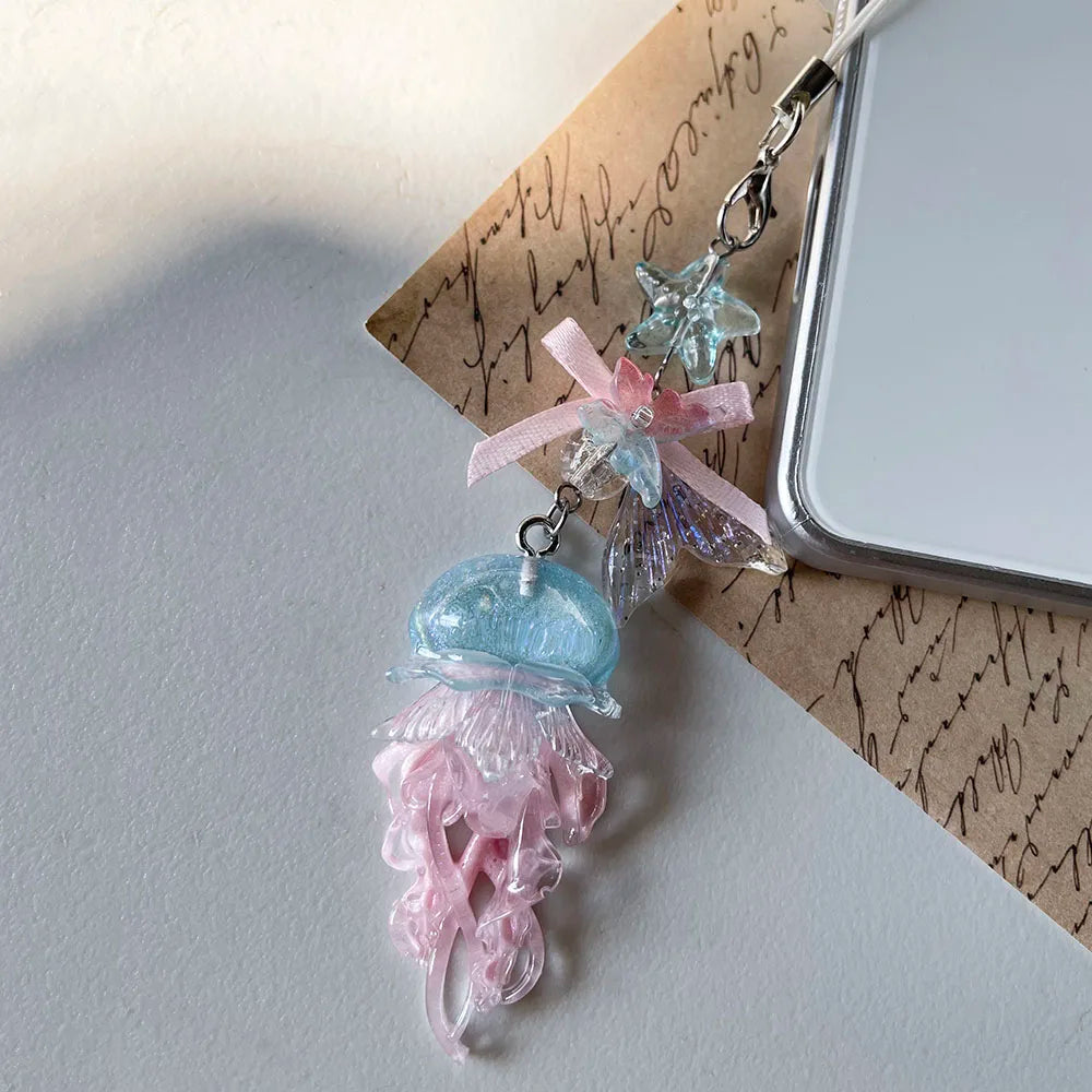 Charm Téléphone Méduse Sirène Perles – Porte-Clés Fairycore Marin