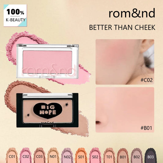 Blush rom&nd Better Than Cheek Peach Chip - Poudre Fine Modulable Sans Retombées Effet Naturel K-Beauty