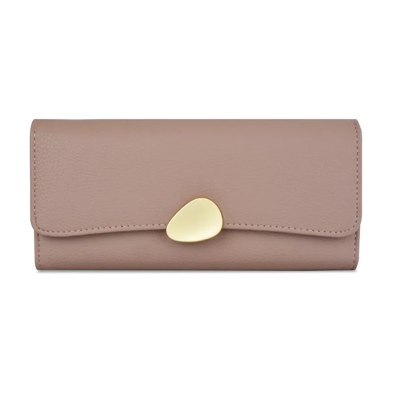 Portefeuille Femme Long Cuir Simple Fashion - Porte-Carte Crédit Porte-Chéquier Rouge Kaki Élégant