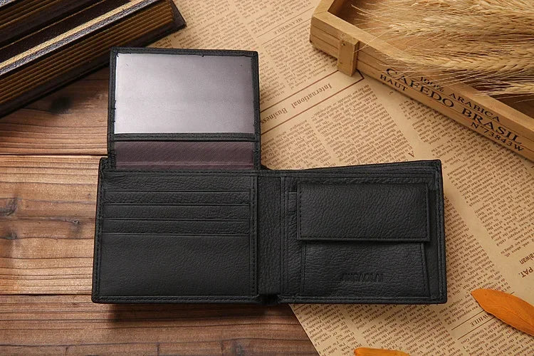 Portefeuille Homme Cuir Véritable - Porte-Cartes Court Premium Noir