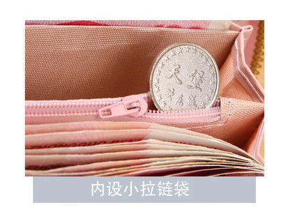 Portefeuille Femme Long Zippé Cuir PU Bleu - Porte-Monnaie Fashion Porte-Carte Billfold Handbag