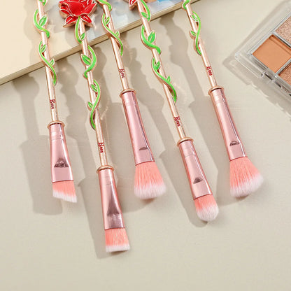 Set 5 Pinceaux Maquillage Beauty and The Beast - Rose Enchantée Cosplay Outil Beauté Cosmétique Collection