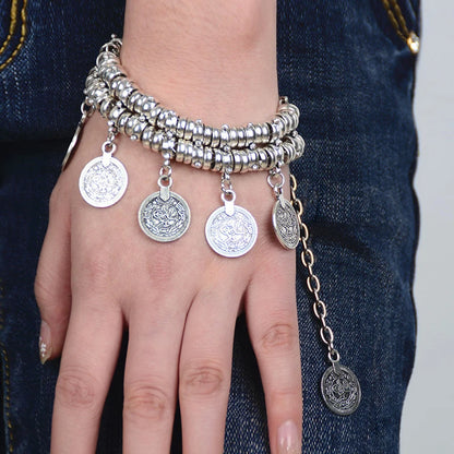 Bracelet Cheville Bohème Pièces Vintage – Double Usage Ajustable Femme