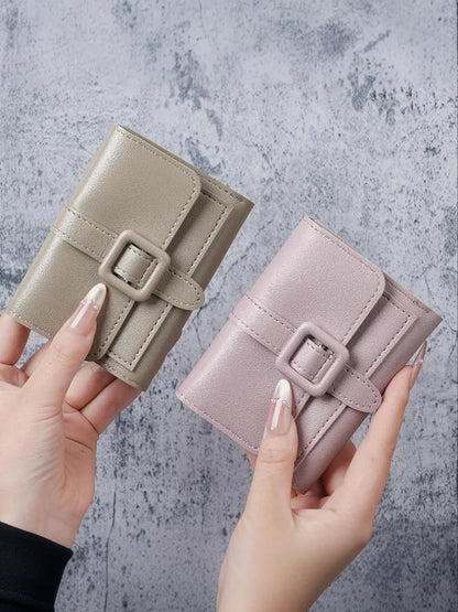 Portefeuille Femme Compact Cuir PU - Porte-Monnaie avec Porte-Cartes Étudiant